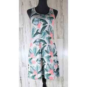 Kyodan Outdoor Tennis Dress Large Tropical Floral Criss Cross Back Sleeveless